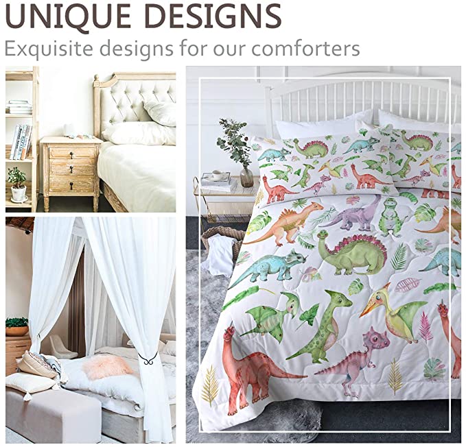 4 Pieces Chibi Dinosaurs Comforter Set - Beddingify