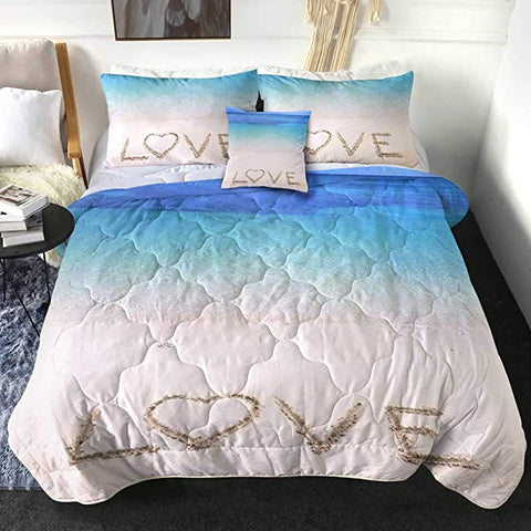 Image of 4 Pieces Love On Sand Comforter Set - Beddingify