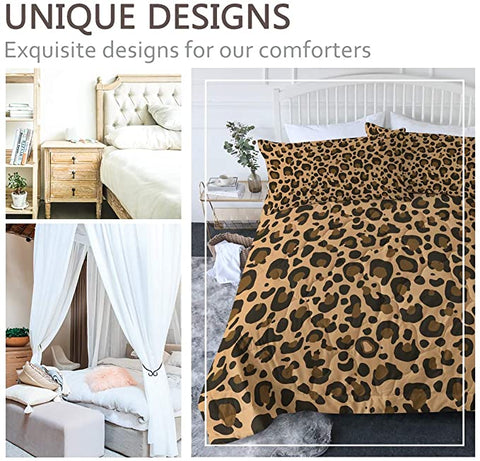 Image of 4 Pieces Brown Leopard Pelt Comforter Set - Beddingify