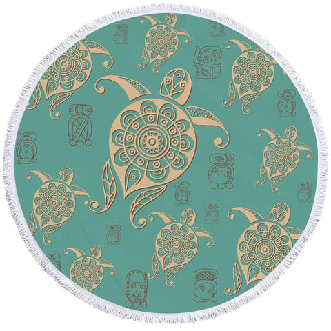 Image of Turtles in Turquoise Round Towel Set - Beddingify