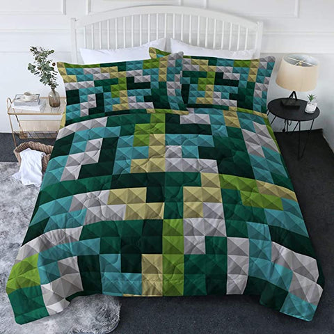 Image of 4 Pieces Geometric Pattern Jungle Comforter Set - Beddingify