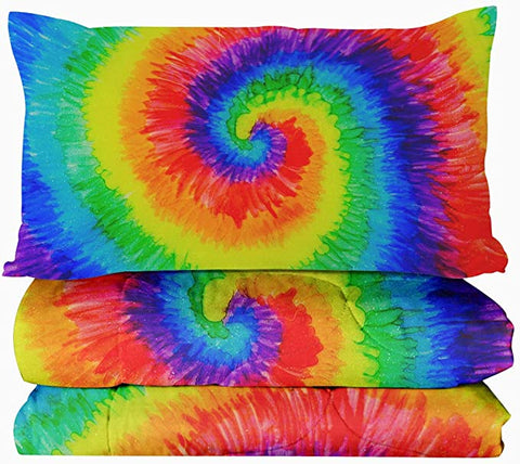 Image of 4 Pieces Spiral Rainbow Color Comforter Set - Beddingify