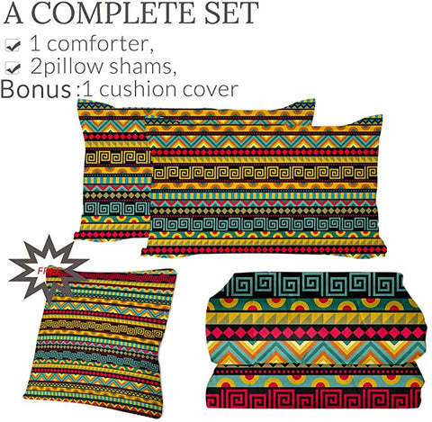 Image of 4 Pieces Textile Pattern Comforter Set - Beddingify