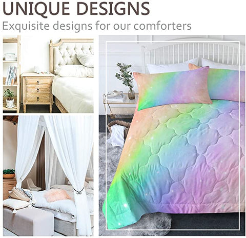 Image of 4 Pieces Rainbow Comforter Set - Beddingify