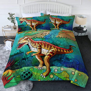 4 Pieces Painted Dinosaur Comforter Set - Beddingify