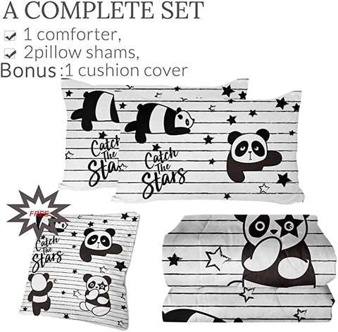 Image of 4 Pieces Catch The Stars Pandas Comforter Set - Beddingify