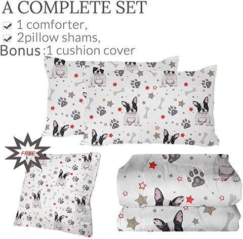 Image of 4 Pieces Dreamy Pug Comforter Set - Beddingify