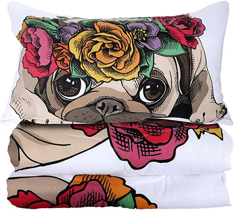 Image of 4 Pieces Pug Love Comforter Set - Beddingify