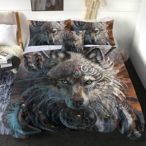 4 Pieces Warchief Wolf Comforter Set - Beddingify