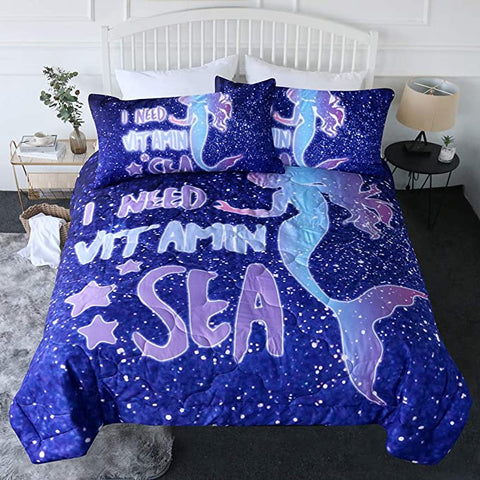 Image of 4 Pieces I Need Vitamin Sea Starry Comforter Set - Beddingify