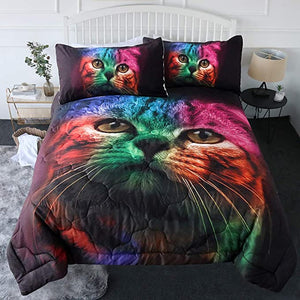 4 Pieces 3D Multicolor Cat Comforter Set - Beddingify
