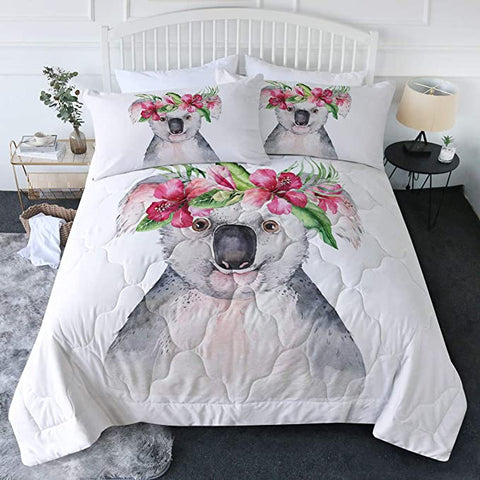Image of 4 Pieces Cute Koala Comforter Set - Beddingify