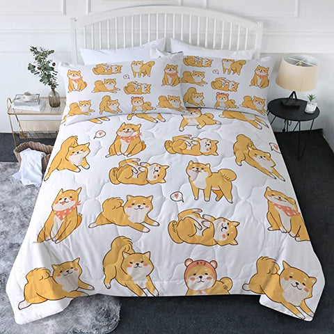 Image of 4 Pieces Cute Hachiko Comforter Set - Beddingify