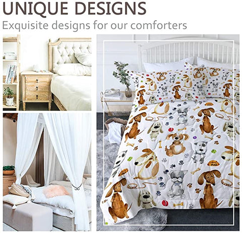 Image of 4 Pieces Cute Dogs Paw Pattern Comforter Set - Beddingify