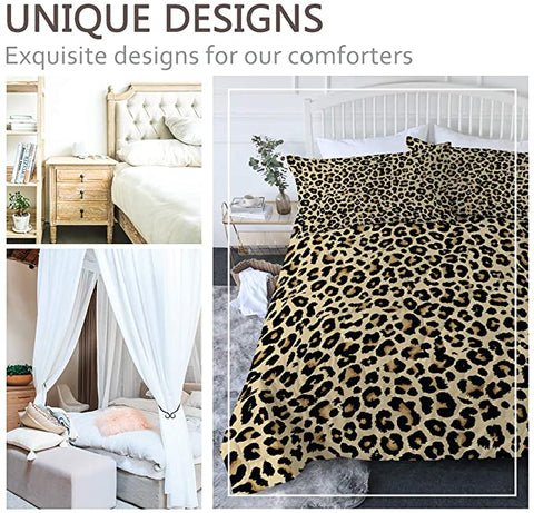 Image of 4 Pieces Leopard Pelt Comforter Set - Beddingify