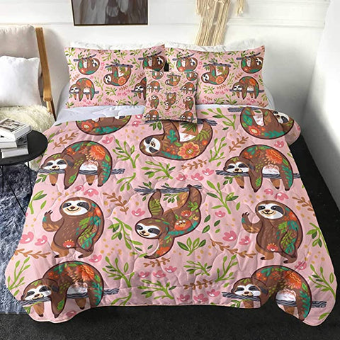 Image of 4 Pieces Sloth Moments Comforter Set - Beddingify