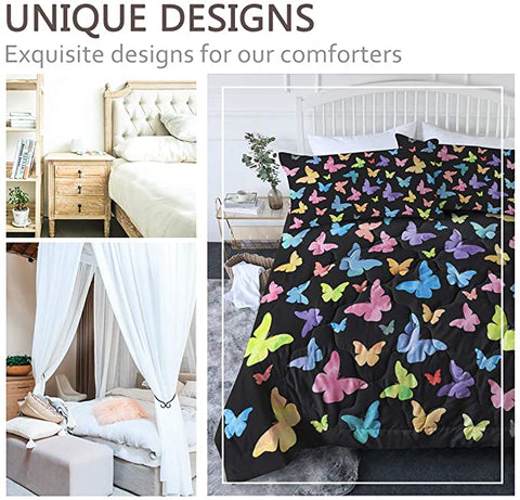 Image of 4 Pieces Colorful Butterflies Comforter Set - Beddingify