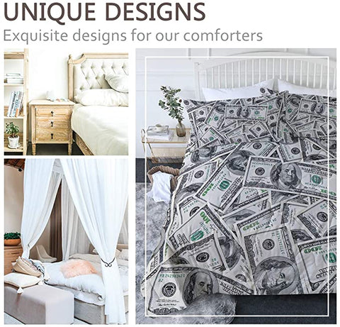 Image of 4 Pieces 3D Dollar Motif Comforter Set - Beddingify