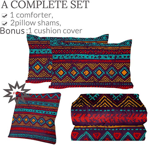 Image of 4 Pieces Aztec Pattern Comforter Set - Beddingify