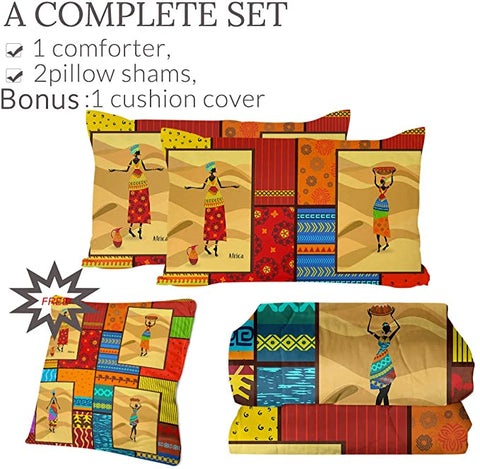 Image of 4 Pieces African Ladies Patterned Comforter Set - Beddingify