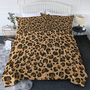 4 Pieces Brown Leopard Pelt Comforter Set - Beddingify