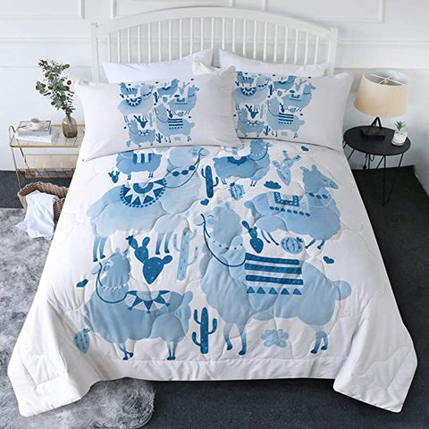 Image of 4 Pieces Dessert Llamas Comforter Set - Beddingify