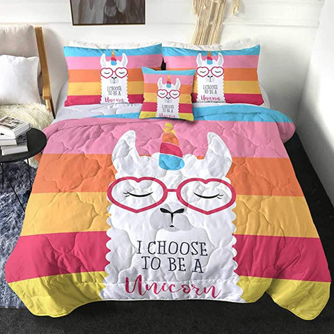 Image of 4 Pieces I Choose To Be A Unicorn Comforter Set - Beddingify