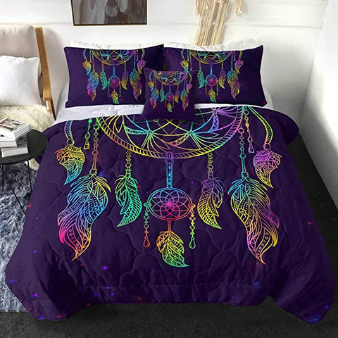 Image of 4 Pieces Faded Color Half Mandala Comforter Set - Beddingify