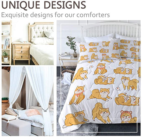 Image of 4 Pieces Cute Hachiko Comforter Set - Beddingify