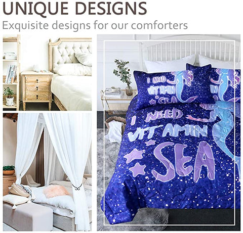 Image of 4 Pieces I Need Vitamin Sea Starry Comforter Set - Beddingify