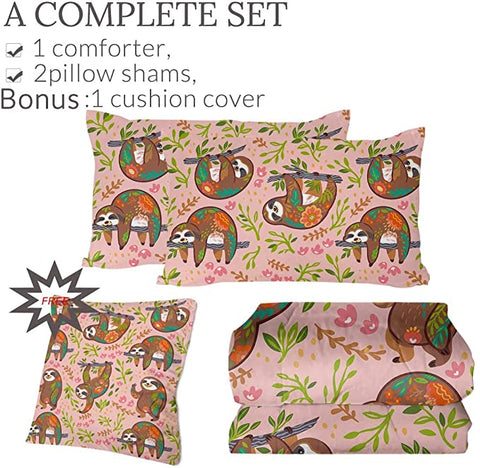 Image of 4 Pieces Sloth Moments Comforter Set - Beddingify