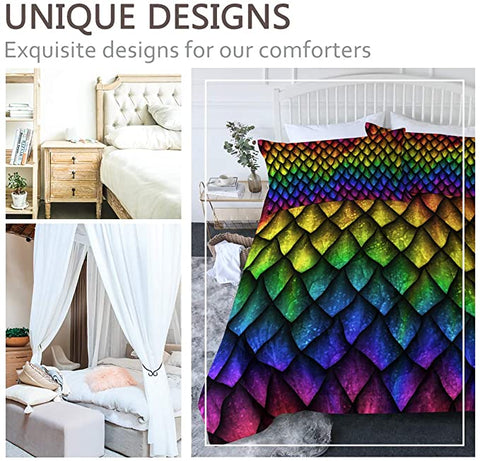 Image of 4 Pieces 3D Fish Scales Comforter Set - Beddingify