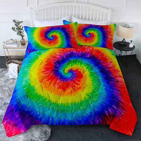 Image of 4 Pieces Spiral Rainbow Color Comforter Set - Beddingify