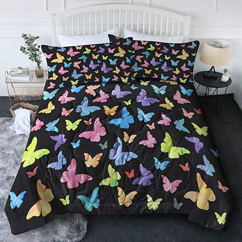 Image of 4 Pieces Colorful Butterflies Comforter Set - Beddingify