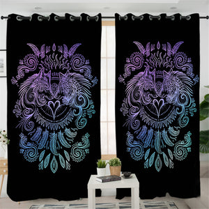 Duo Wolves Black 2 Panel Curtains