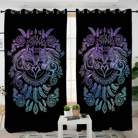 Image of Duo Wolves Black 2 Panel Curtains