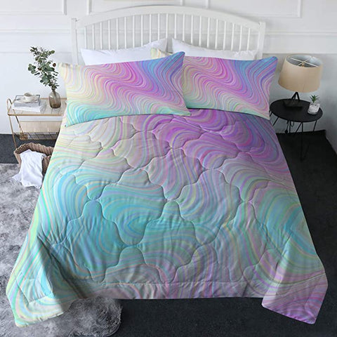 Image of 4 Pieces Bended Color Flow Comforter Set - Beddingify