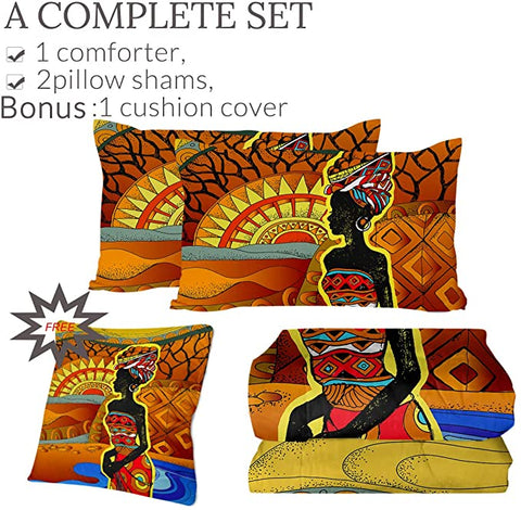Image of 4 Pieces African Lady Comforter Set - Beddingify