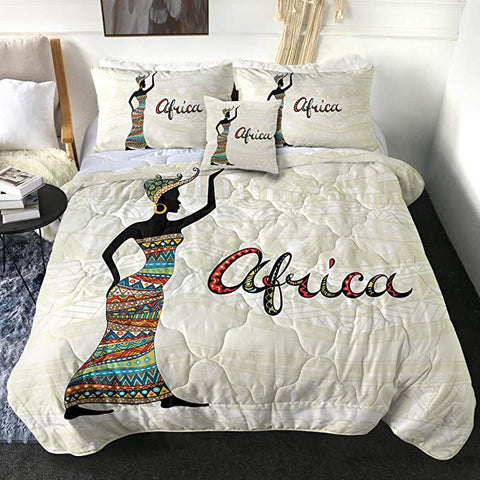 Image of 4 Pieces Traditional African Lady Comforter Set - Beddingify