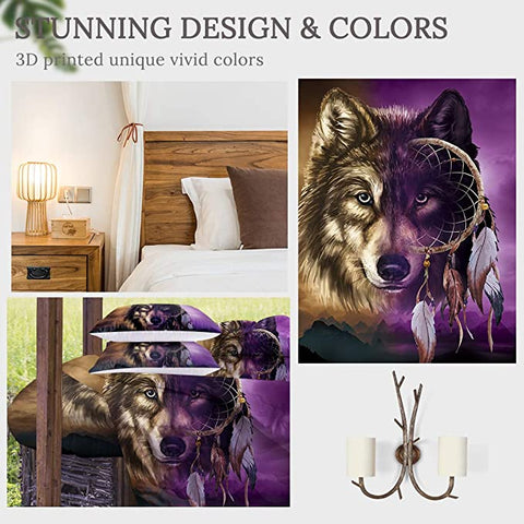 Image of 4 Pieces 3D Contrast Wolf Comforter Set - Beddingify