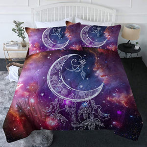 4 Pieces Stylized Moon 3D Nebula Comforter Set - Beddingify