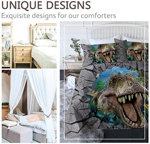 Image of 4 Pieces 3D Dino Jaw Comforter Set - Beddingify