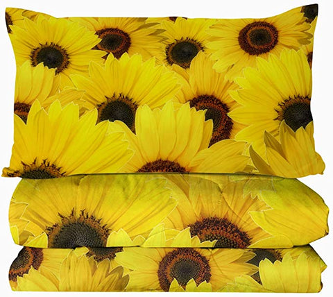 Image of 4 Pieces 3D Sunflowers Comforter Set - Beddingify