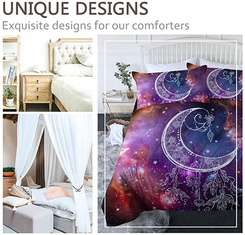 Image of 4 Pieces Stylized Moon 3D Nebula Comforter Set - Beddingify