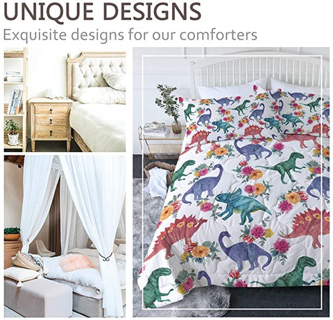 Image of 4 Pieces Dinosaur Patterns Comforter Set - Beddingify