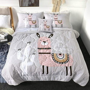 4 Pieces Awesome Llama Comforter Set - Beddingify