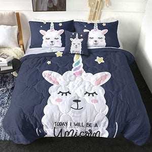 4 Pieces Today I Will Be A Unicorn Comforter Set - Beddingify