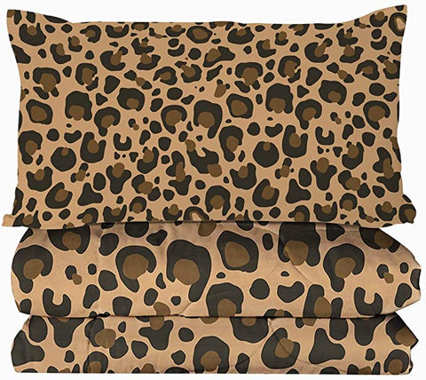 Image of 4 Pieces Brown Leopard Pelt Comforter Set - Beddingify