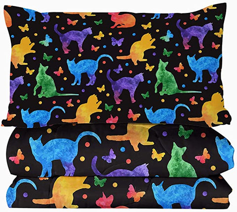 Image of 4 Pieces Colored Cat Shadow Comforter Set - Beddingify