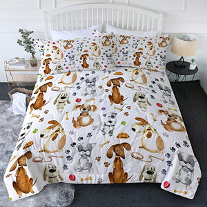 4 Pieces Cute Dogs Paw Pattern Comforter Set - Beddingify
